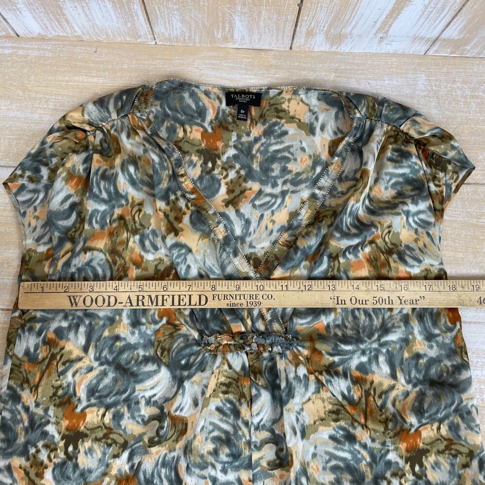 Talbots Petites 6p Blouse Gray Brown Multi Sleeveless Top - Picture 5 of 7